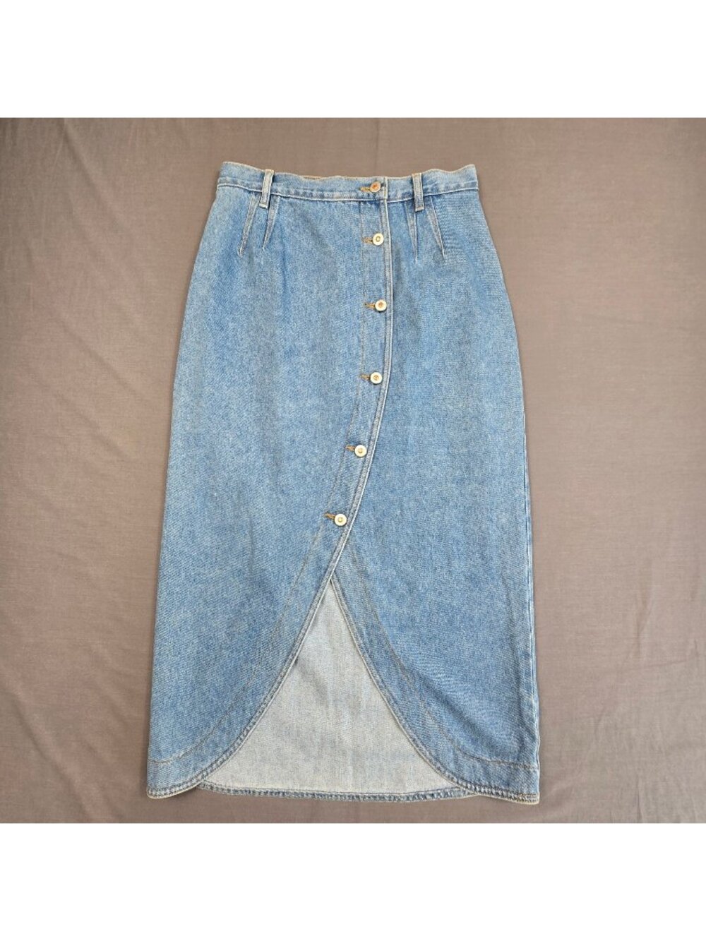 Vintage 90s Y2K No Excuses Denim Maxi Skirt Size 11/12 Button Front Light Wash